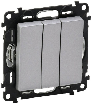 Выключатель 3-клавишный 10A Legrand Valena Life Алюминий Legrand Valena Life 752603