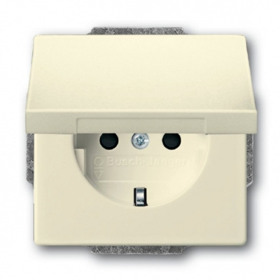 Розетка Schuko 16A 250В с крышкой ABB Solo/Future Savanne/Слоновая кость ABB Solo/Future 2CKA002018A1465