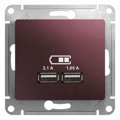 Розетка USB A+A 5В/2,1 А 2х5В/1,05 А механизм Systeme Electric Glossa Баклажановый Systeme Electric Glossa GSL001133