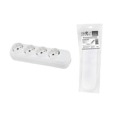 Колодка розеточная 4 гнезда с заземлением 16A 250V IP20 белая TDM "Народная" TDM ELECTRIC  SQ1806-0420
