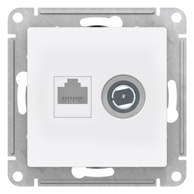Розетка двойная TV + компьютерная RJ45 кат. 5Е Schneider Electric AtlasDesign Белый Systeme Electric AtlasDesign ATN000189