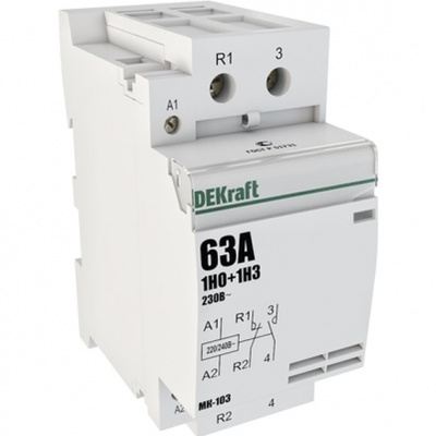Контактор модульный 63A 1НО+1НЗ DEKraft МК103-063A-230B-11 DEKraft МК-103 18086DEK