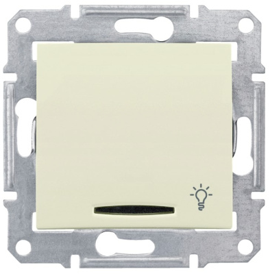 Выключатель 1-клавишный кнопочный с подсветкой с символом "Свет" 10A Schneider Electric Sedna Бежевый Schneider Electric Sedna SDN1800147