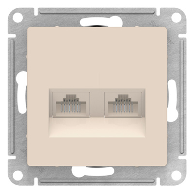 Розетка двойная компьютерная RJ45+RJ45 кат.5E механизм Schneider Electric AtlasDesign Бежевый Systeme Electric AtlasDesign ATN000285