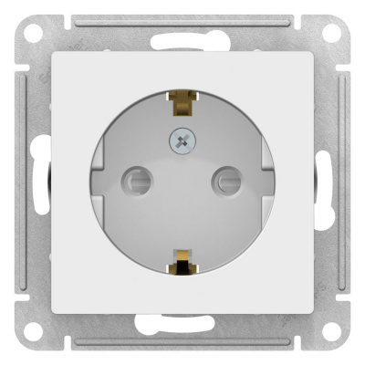 Розетка с заземлением со шторками 16A механизм Schneider Electric AtlasDesign Белый Systeme Electric AtlasDesign ATN000145