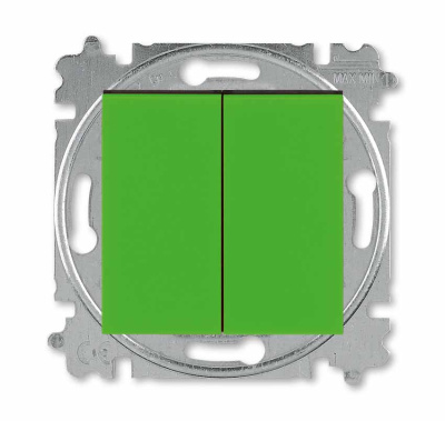 Переключатель двухклавишный зелёный / дымчатый чёрный ABB Levit ABB Levit 2CHH595245A6067