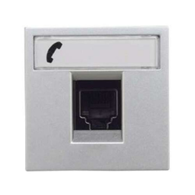 Розетка телефонная RJ12 6 контактов 2 мод ABB NIE Zenit Серебряный N2217.6 PL ABB Zenit 2CLA221760N1301