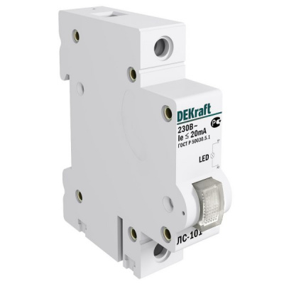Лампа сигнальная на DIN-рейку 1P белый LED 220В DEKraft ЛС-101 DEKraft ЛС-101 18010DEK