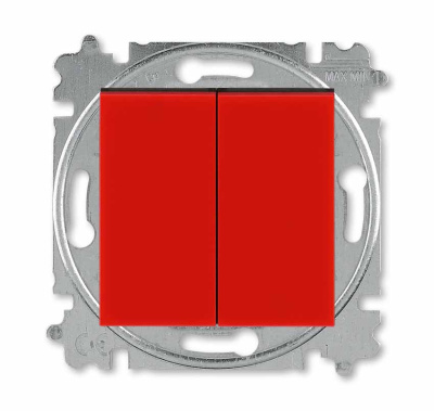 Переключатель двухклавишный красный / дымчатый чёрный ABB Levit ABB Levit 2CHH595245A6065