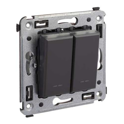 Выключатель 2-клавишный в стену DKC Avanti Черный матовый DKC Avanti 4412104