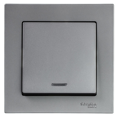 Выключатель 1-клавишный с подсветкой сх.1A 10AX механизм Schneider Electric AtlasDesign Сталь Systeme Electric AtlasDesign ATN000913