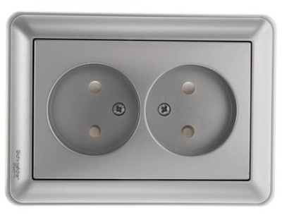 Розетка 2-ая без заземления в сборе с рамкой Wessen 59 Матовый хром Wessen Wessen 59 RS16-254-58