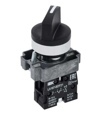 Переключатель LA167-BDF21 2 полож. 1з черный IEK IEK  BSW20-BDF21-1-24-67-2-K02