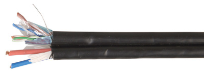 Кабель связи витая пара F/UTP 5E 4х2х24AWG LDPE каб. пит. 2x0,75, 305м черный ITK ITK  LC3-C5E04-379