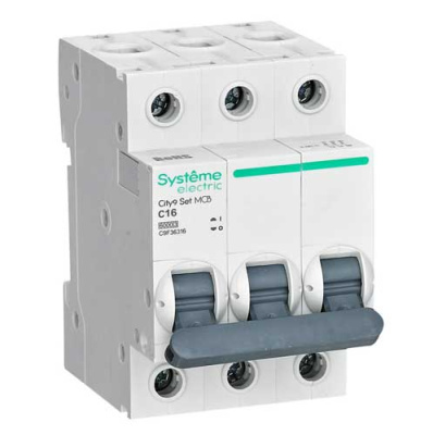 Systeme Electric City9 Set Автомат (АВ) С 16А 3P 6kA 400В Systeme Electric City9 C9F36316