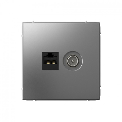 ARTGALLERY РОЗЕТКА двойная ТВ + компьютерная RJ45, кат. 5Е, СТАЛЬ Systeme Electric ArtGallery GAL000989