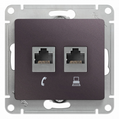 Розетка двойная RJ11+RJ45 кат.5E механизм Systeme Electric Glossa Сиреневый туман Systeme Electric Glossa GSL001485