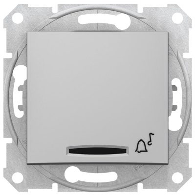 Выключатель 1-клавишный кнопочный с подсветкой с символом "Звонок" 10A Schneider Electric Sedna Алюминий Schneider Electric Sedna SDN1600460