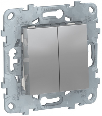 Переключатель 2-клавишный 2 х сх.6 Schneider Electric Unica New Алюминий Schneider Electric Unica New NU521330
