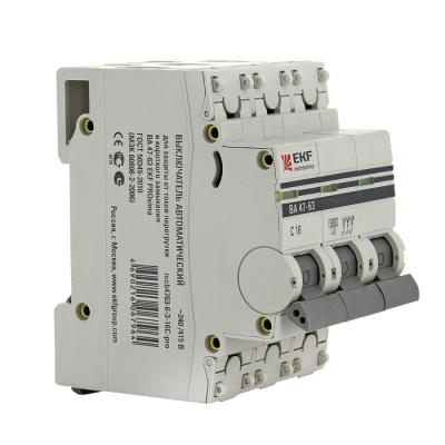 Автоматический выключатель 3P 10A C 6kA EKF PROxima ВА 47-63 EKF PROxima ВА 47-63 mcb4763-6-3-10C-pro