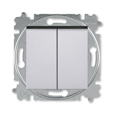 Выключатель двухклавишный серебро / дымчатый чёрный ABB Levit M ABB Levit M 2CHH590545A6070