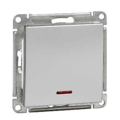 W59 1-клавишный Выключатель с подсв. 10АХ, механизм, матовый хром Schneider Electric Systeme Electric  VS110-153-5-86