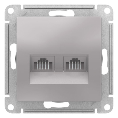 Розетка двойная компьютерная RJ45+RJ45 кат.5E механизм Schneider Electric AtlasDesign Алюминий Systeme Electric AtlasDesign ATN000385
