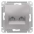 Розетка двойная компьютерная RJ45+RJ45 кат.5E механизм Schneider Electric AtlasDesign Алюминий Systeme Electric AtlasDesign ATN000385