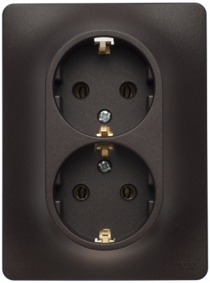 Розетка двойная с заземлением 16A в сборе Systeme Electric Glossa Шоколад Systeme Electric Glossa GSL000824