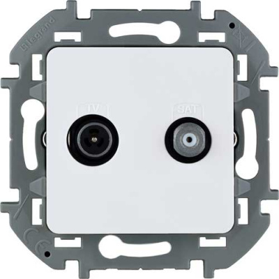 Розетка телевизионная-спутниковая для скрытого монтажа, для схемы "звезда", 1.5 дБ 4-2400 МГц / 2 дБ 4-2400 МГц, поддержка обратного питания для активных антенн до 500мА Legrand Inspiria Белый Legrand Inspiria 673880