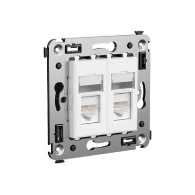 Компьютерная розетка RJ-45 в стену, кат.6 двойная экранированная,"Avanti", "Белое облако" DKC DKC Avanti 4400394DKC