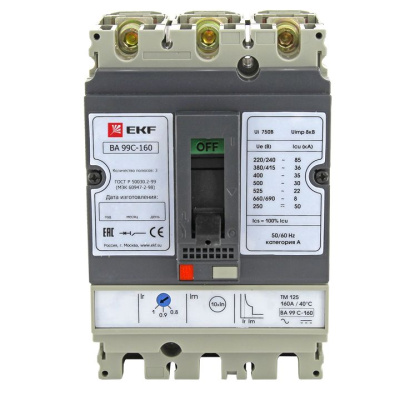 Автоматический выключатель 3P 16A  36kA EKF PROxima ВА-99C EKF PROxima ВА-99C mccb99C-160-16