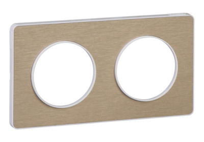 Рамка 2-постовая Schneider Electric Odace Полированная бронза/Белый Schneider Electric Odace S52P804L