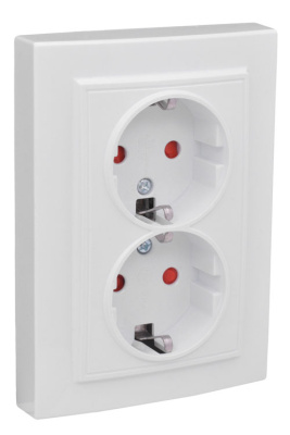 Розетка 2-местная СП с заземлением 16A с защитными шторками EKF Basic Минск Белый EKF Минск ERR16-128-100