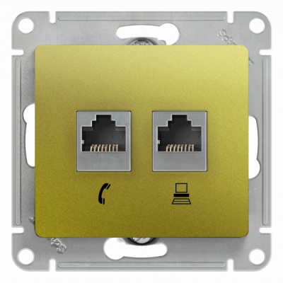 Розетка двойная RJ11+RJ45 кат.5E механизм Systeme Electric Glossa Фисташковый Systeme Electric Glossa GSL001085