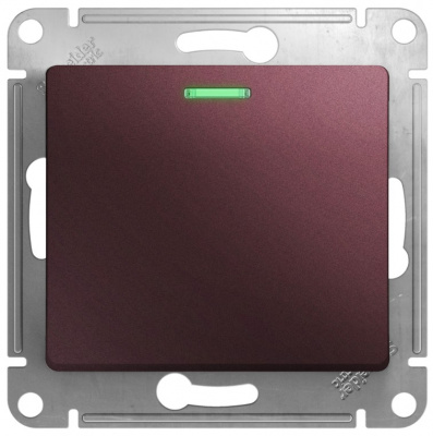 Переключатель 1-клавишный с подсветкой (схема 6A) 10AX механизм Systeme Electric Glossa Баклажановый Systeme Electric Glossa GSL001163