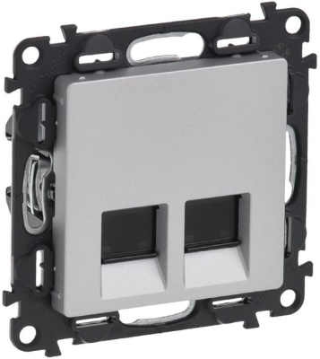 Розетка информационная 2-ая RJ 45 кат.5e UTP Legrand Valena Life Алюминий Legrand Valena Life 753641