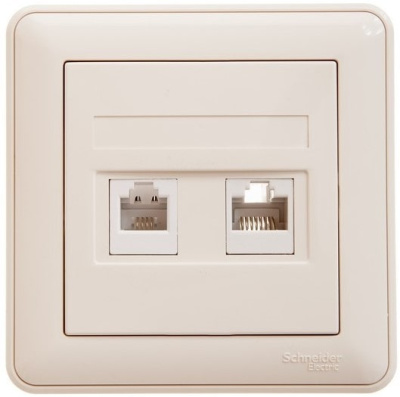 Розетка телефонная RJ11 + компьютерная RJ45 кат.5е в сборе с рамкой Wessen 59 Слоновая кость Wessen Wessen 59 RSI-251TK5E-28