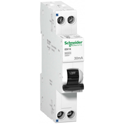 Дифференциальный автомат 1P+N 20A (C) 6kA тип AC 30mA Schneider Electric Acti 9 iDif K Schneider Electric Acti9 A9D63620