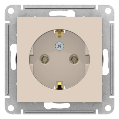 Розетка с заземлением 16A механизм Schneider Electric AtlasDesign Бежевый Systeme Electric AtlasDesign ATN000243