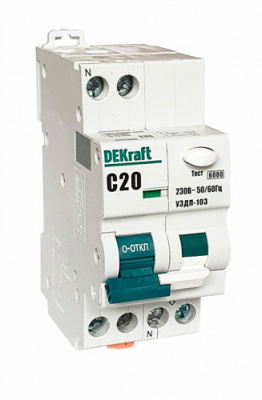DEKraft Устройство защиты от дугового пробоя 1P+N 20A (C) УЗДП-103 6кА DEKraft  19090DEK