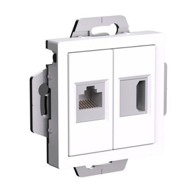SE AtlasDesign Розетка двойная Белый HDMI+RJ45 кат.5Е механизм Systeme Electric AtlasDesign ATN000182