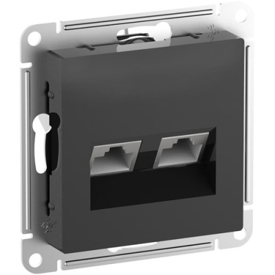 Розетка двойная компьютерная RJ45+RJ45, кат.6А механизм Schneider Electric AtlasDesign Карбон Systeme Electric AtlasDesign ATN001088