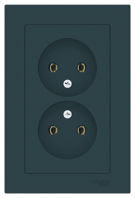 Розетка двойная без заземления 16A в сборе Schneider Electric AtlasDesign Изумруд Systeme Electric AtlasDesign ATN000820