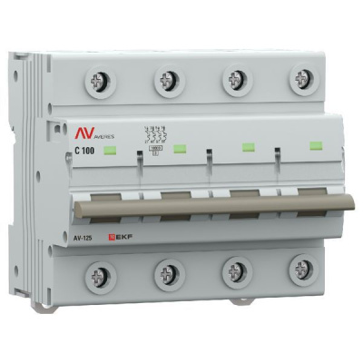 Выключатель автоматический AV-125 4P 100A (C) 10kA EKF AVERES EKF  mcb125-4-100C-av