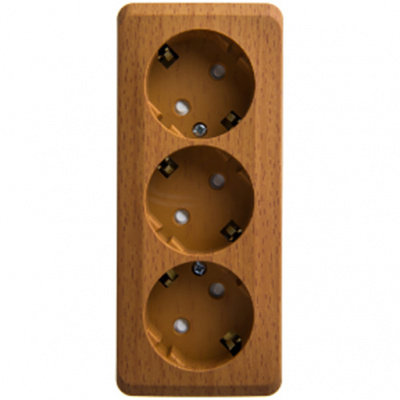 Этюд о/у тройная Розетка с заземлением со шторками 16А 250B, бук, россия SE Systeme Electric Этюд PA16-012T