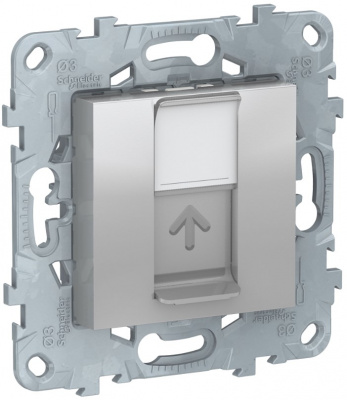 Розетка компьютерная RJ45 одиночная кат. 5е UTP Schneider Electric Unica New Алюминий Schneider Electric Unica New NU541130