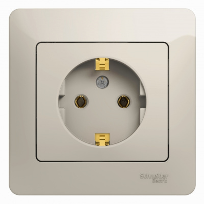 Розетка с заземлением 16A 250В в сборе Systeme Electric Glossa Молочный Systeme Electric Glossa GSL000942