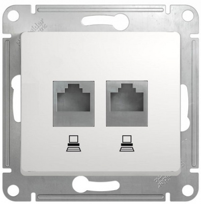 Розетка двойная компьютерная RJ45+RJ45 кат.5E механизм Systeme Electric Glossa Белый Systeme Electric Glossa GSL000185KK