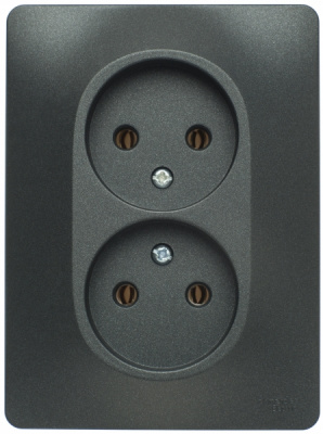 Розетка двойная без заземления 16A в сборе Systeme Electric Glossa Антрацит Systeme Electric Glossa GSL000720